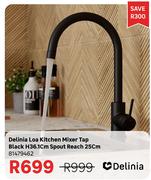 Delinia Loa Kitchen Mixer Tap Black H36.1cm Spout Reach 25cm 81479462