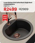 Laveo Kitchen Sink Dafne Black Single Bowl L51 x W51 x D19cm 81483744