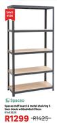 Spaceo MDF Board & Metal Shelving 5 Tiers Black W90 x D40 x H176cm 81483628