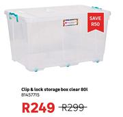Clip & Lock 80L Storage Box Clear 81457715