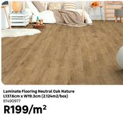 Laminate Flooring Neutral Oak Nature L137.6cm x W19.3cm (2.124 Sqm/Box) 81490977-Per Sqm