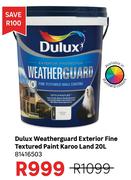 Dulux 20L Karoo Land Textured Paint Exterior Fine Weatherguard 81416503
