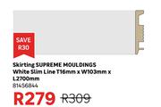 Superme Mouldings White Slim Line Skirting T16mm x W103mm x L2700mm 81456844