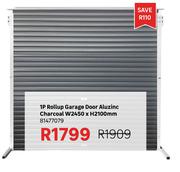 1P Rollup Garage Door Aluzinc Charcoal W2450 x H2100mm 81477079