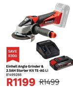 Einhell Angle Grinder & 2.5Ah Starter Kit TE-AG Li 81499288