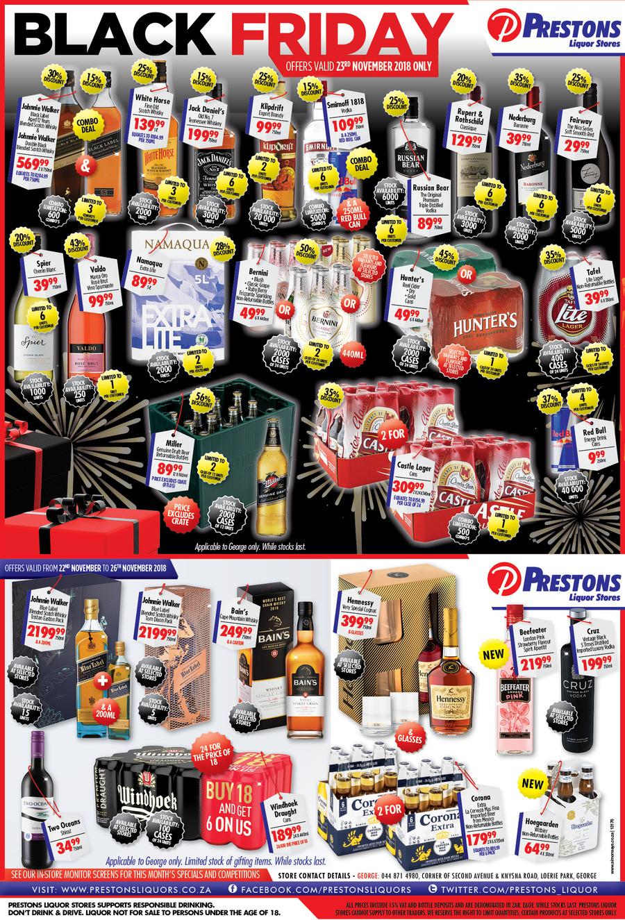 Prestons Liquor Stores on X: Black Friday Specials Valid 23 November 2018  Only: Applicable to East London Only. #Specials  / X