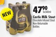 Castle Milk Stout Chocolate Infused Stout Non-Returnable Bottles-6 x 340ml