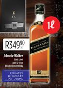 Johnnie Walker Black Label Aged 12 Years Blended Scotch Whisky-1L