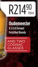 Oudemeester V.S.O.B Demant Potstilled Brandy With Two Cognac Glasses-750ml