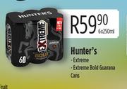 Hunter's Extreme, Extreme Bold Guarana Cans-6x250ml