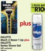 Gillette Mach 3 Razor 1 Up Plus Gillette Series Shave Gel(All Variants)-200ml