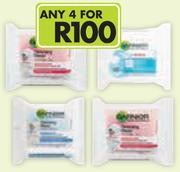 Garnier Cleansing Wipes(All Variants)-4x25's Pack
