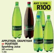 Appletiser, Grapetiser Or Peartiser Sparkling Juice(All Variants)-5x1.25Ltr