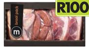 M Pork Braai Chops-1Kg,BBQ Wors-1Kg Plus Half Chicken Braai Pack(Thigh,Breast,Drumstick & Wing)