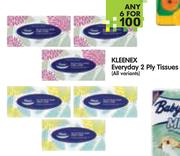 Kleenex Everyday 2 Ply Tissues(All Variants)-Any 6