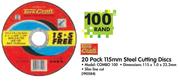 20 Pack 115mm Steel Cutting Discs COMBO 100