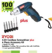 Ryobi 4.8V Cordless Screwdriver+ 6 Piece Accessory Kit CS-1480