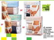 Jockey 3 Pack Ladies French Cuts, Bikinis, Full Briefs Or G-Strings