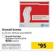 Drywall Screws-6 x 25mm, 1000 Per Pack