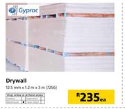 Drywall-12.5mm x 1.2m x 3m Each