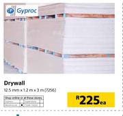 Gyproc Drywall 12.5mmX1.2mX3m-Each