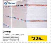 Gyproc Drywall 12.5mm x 1.2m x 3m-Each
