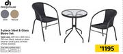Design House 3 Piece Steel & Glass Bistro Set
