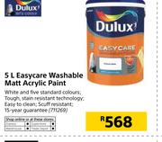 Dulux 5Ltr Easycare Washable Matt Acrylic Paint