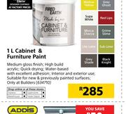 Fired Earth 1Ltr Cabinet & Furniture Paint-Each