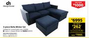 Design House 3 Piece L-Shaped Wicker Set
