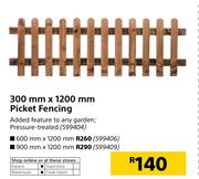 Picket Fencing 600mm x 1200mm 