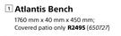 Design House Atlantis Bench-1760mm x 40mm x 450mm
