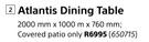 Design House Atlantis Dining Table-2000mm x 1000mm x 760mm