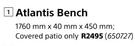 Design House Atlantis Bench-1760mm x 40mm x 450mm