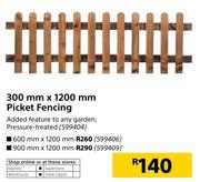 300mm x 1200mm Picket Fencing