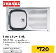 Franke Single Bowl Sink PLN611-800mm x 460mm