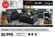 Phoenix 6 Piece Corner Lounge Suite With Console