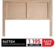 Ratten Queen Headboard (Oak)