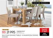 Sullivan Dining Table + 8 Mariposa Dining Chairs