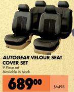 Autogear Velour Seat Cover Set 9 Piece Set SA495