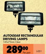 Autogear Rectangular Driving Lamps 145 x 75mm Clear L-051-Per Pair