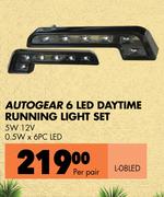 Autogear 6 LED Daytime Running Light Set L-08LED -Per Pair