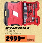 Auto Gear Socket Set Drive 215 Piece Set SK215PC