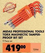 Midas Professional Tools Torx Magnetic Tamper Proof Bit Set 9 Piece Set TS9M