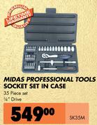 Midas Professional Tools Socket Set In Case 35 Piece Set SK35M