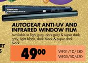 Autogear Anti-UV And Infrared Window Film WF01/1D/1 SD, WF05/5D/5 SD