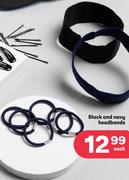 Black & Navy Headbands-Each