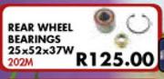 Rear Wheel Bearings 25 x 52 x 37W For Nissan NP200 1.6 LDV 8V 2008