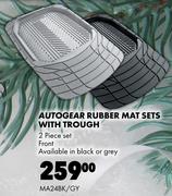 Autogear Rubber Mat Sets With Trough 2 Piece Set Front MA24BK/GY