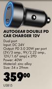 Autogear Double PD Car Charger 12C USB15